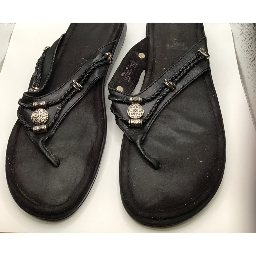 Womens Sz 9 BlackMinnetonka Sandals